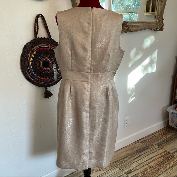 Tahari Arthur S. Levine Dressy Dress! NWT Gorgeous Muted Gold! Size 14 - Picture 7 of 11